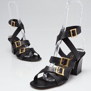 Christian Dior Black Leather Double D Sandals Size 6.5/37